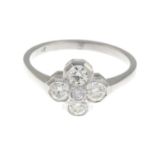 A brilliant-cut diamond cluster ring.Total diamond weight 0.75ct,