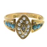 A late Victorian 15ct gold turquoise,