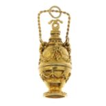 A 9ct gold pendant, depicting a decorative egg.Hallmarks for 9ct gold.