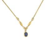 Sapphire and brilliant-cut diamond necklace,