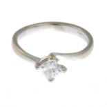 An 18ct gold diamond single-stone ring.Diamond with laser inscription GIA 1106891508,