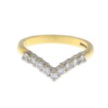 An 18ct gold diamond chevron ring.Total diamond weight 0.42ct, stamped to band.