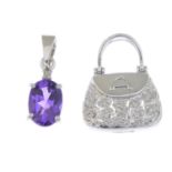 9ct gold diamond handbag pendant,