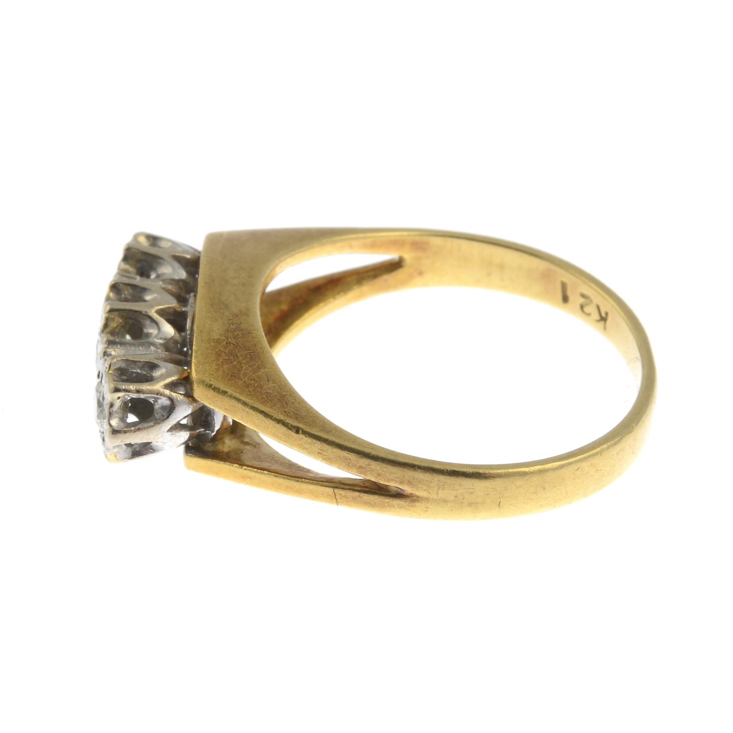 An 18ct gold diamond three-stone ring.Estimated total diamond weight 0.25ct. - Image 3 of 3