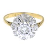 A vari-cut diamond cluster ring.Estimated total diamond weight 0.15ct,