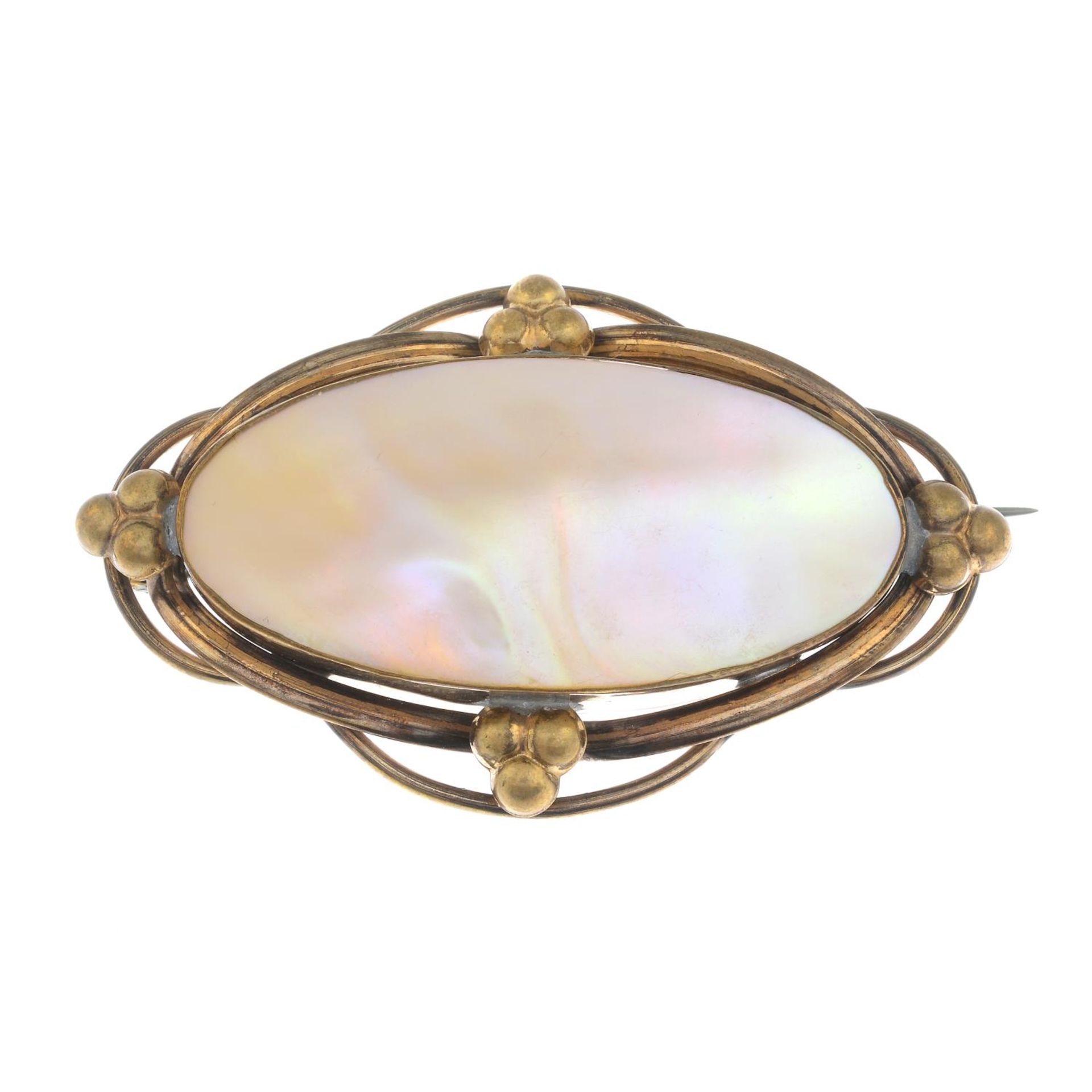 An early 20th century mother-of-pearl brooch.Length 6.2cms.