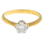 An 18ct gold brilliant-cut diamond single-stone ring.Estimated diamond weight 0.75ct,