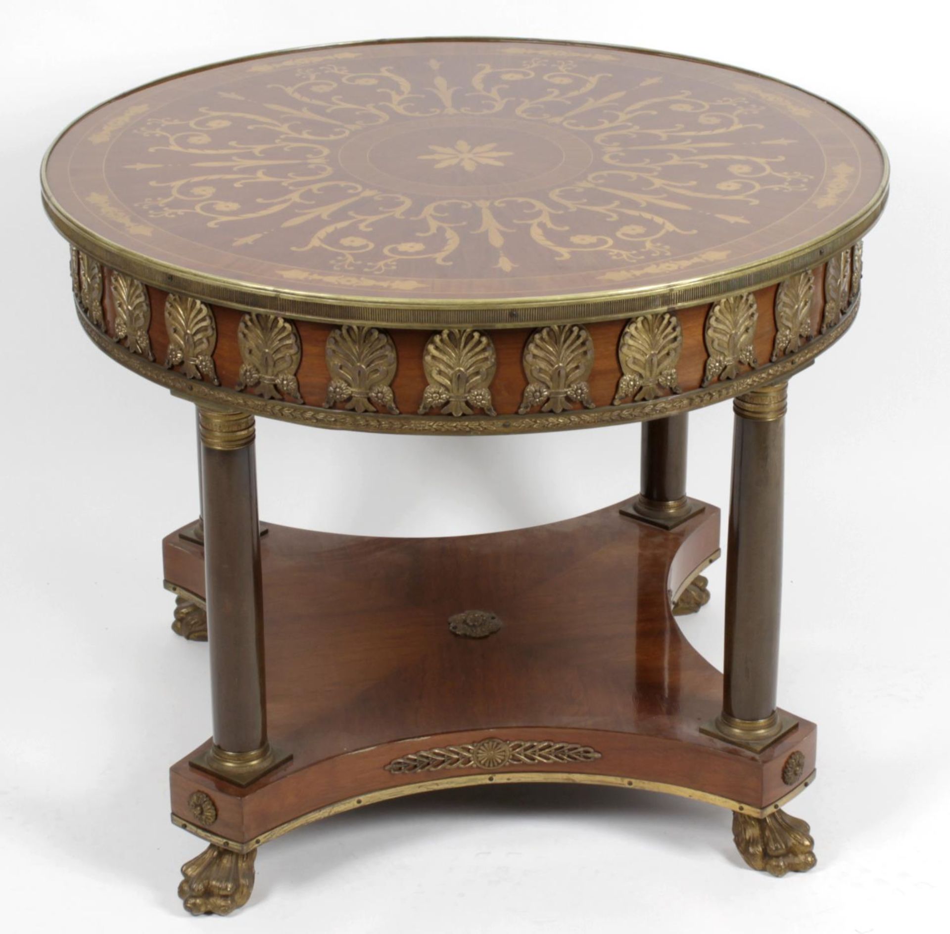 A reproduction marquetry table,