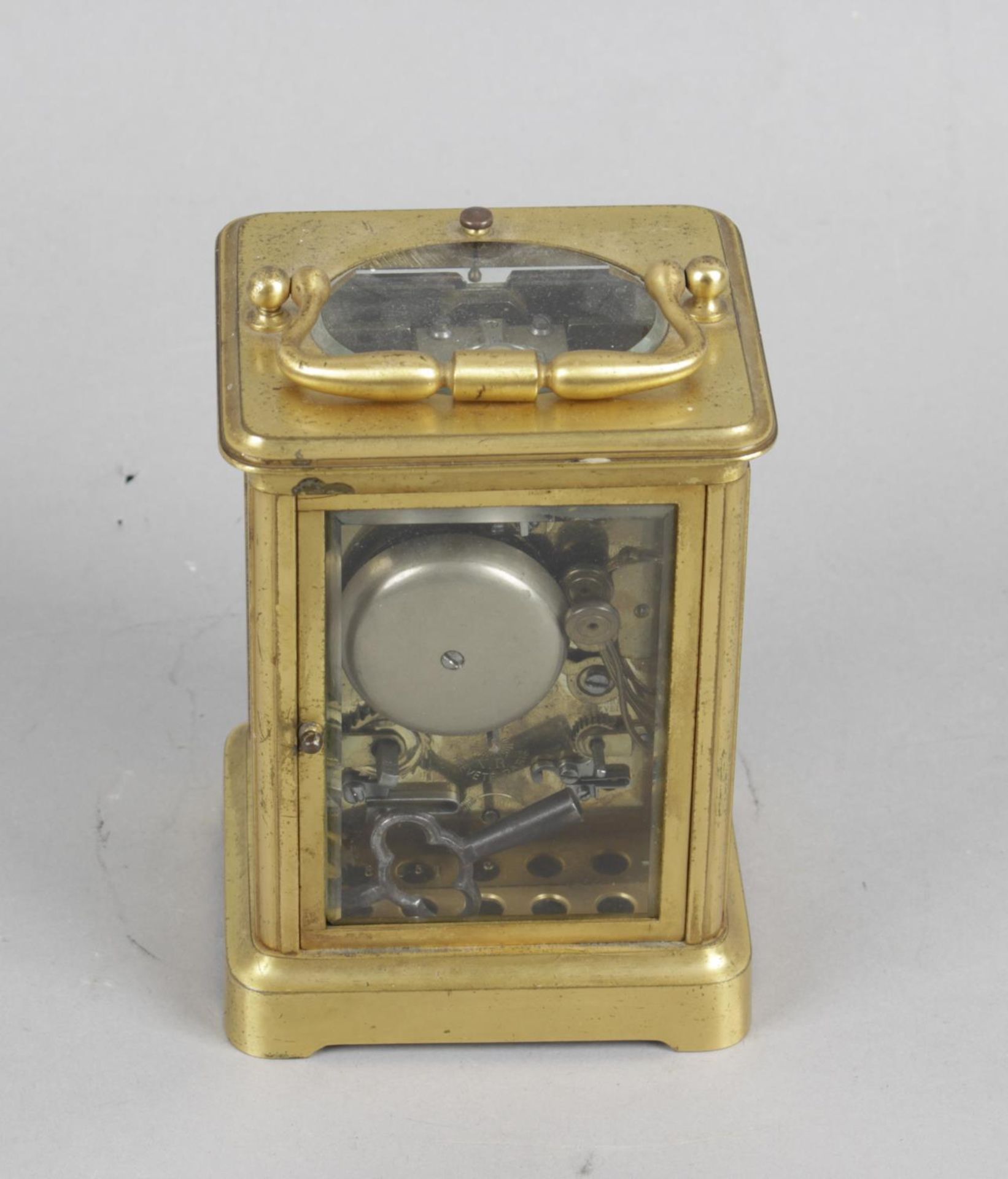 A late 19th century gilt metal cased repeater carriage clock, - Bild 3 aus 5