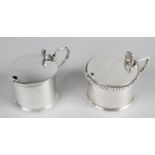 Two silver drum mustard pots,