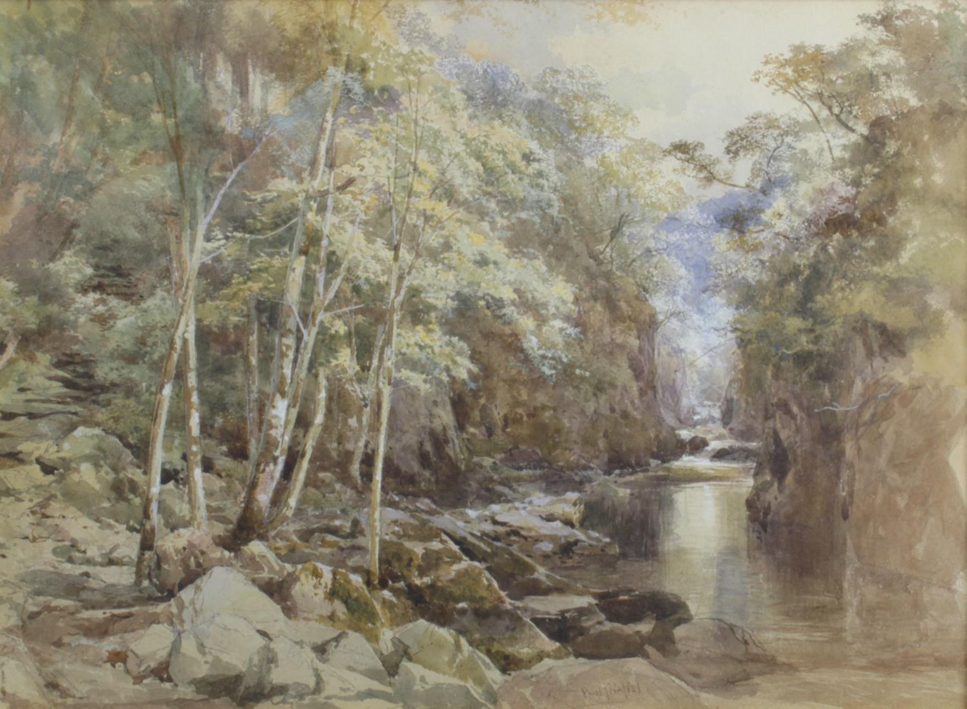 Paul J Naftel (1817-1891) a framed and glazed watercolour The Fairy Glen,