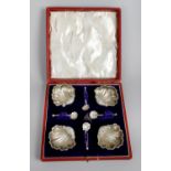 A cased set of late Victorian silver salts,