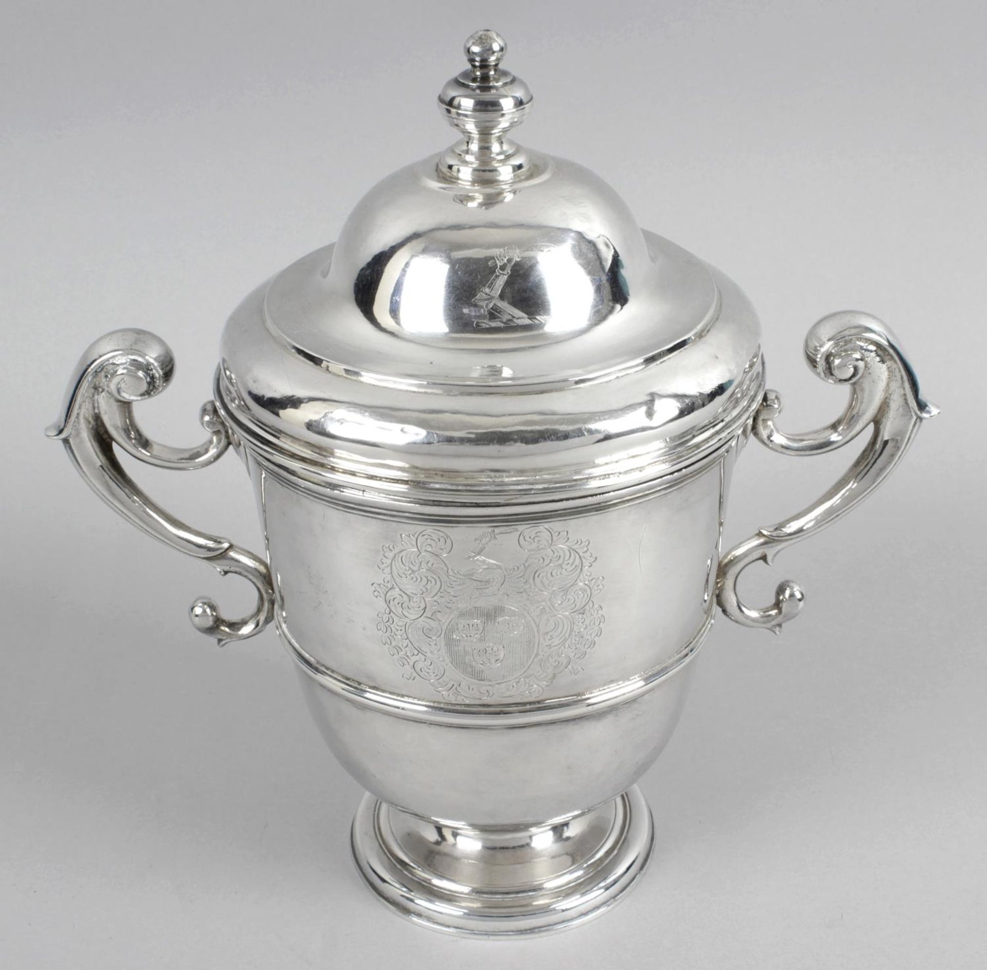 An early 18th century Irish silver twin-handled cup and cover,