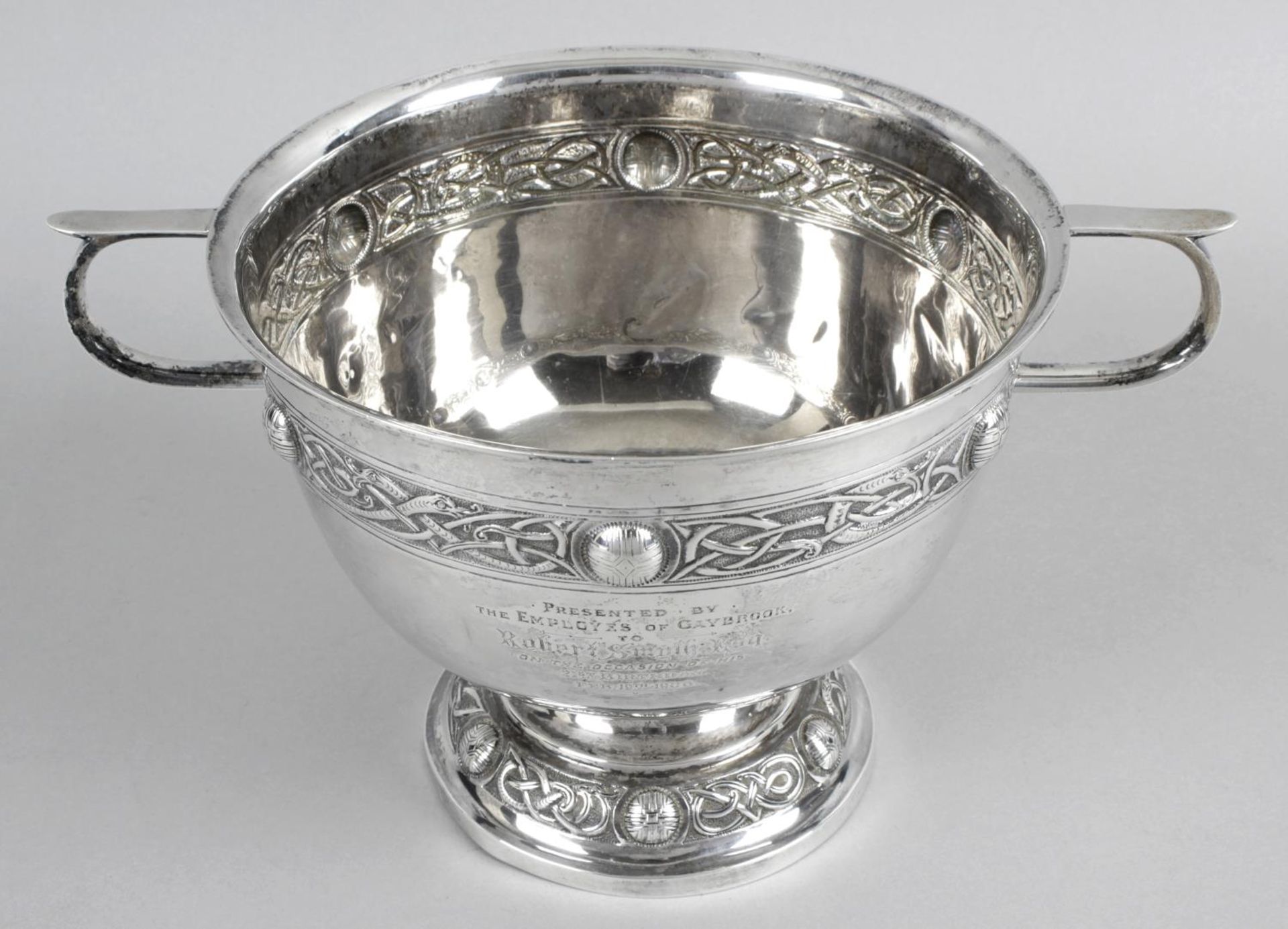 An Edwardian Irish silver twin-handled pedestal bowl,