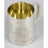 A late Victorian silver christening mug,