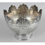 A Victorian Irish silver Monteith bowl,