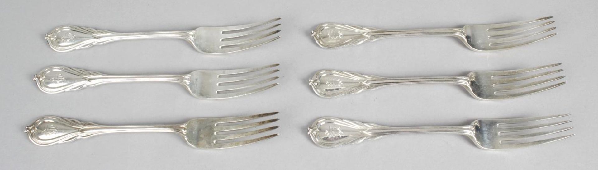 A set of six late Victorian silver table forks,