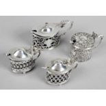 Two similar Edwardian silver mustard pots,