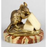 C Masson, a small gilt bronze animalier study depicting a mouse,