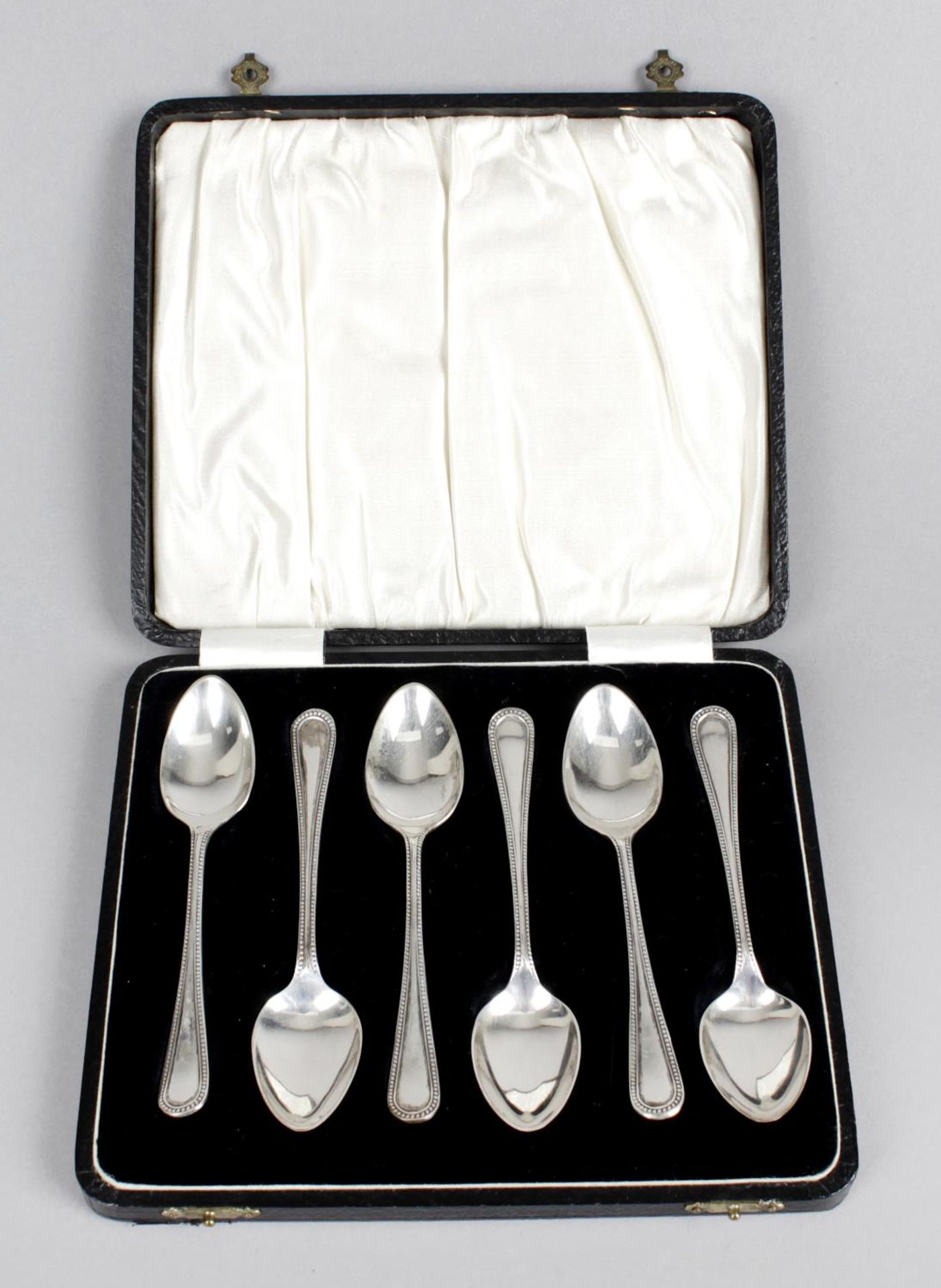A cased set of six 1930's silver teaspoons,