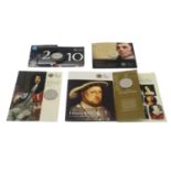 A mixed selection of British Proof and other coins to include 5-Pound commemorative crowns,