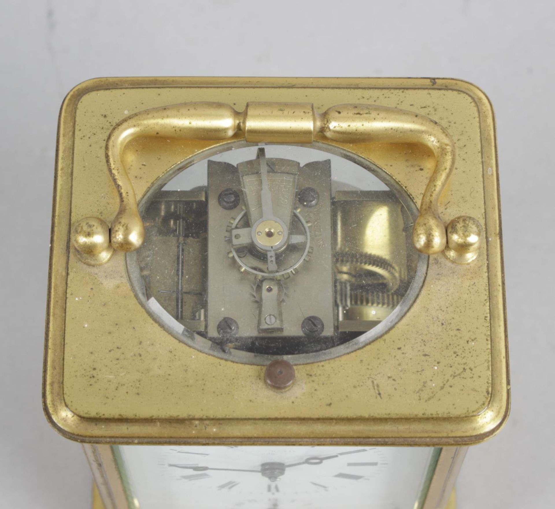 A late 19th century gilt metal cased repeater carriage clock, - Bild 5 aus 5