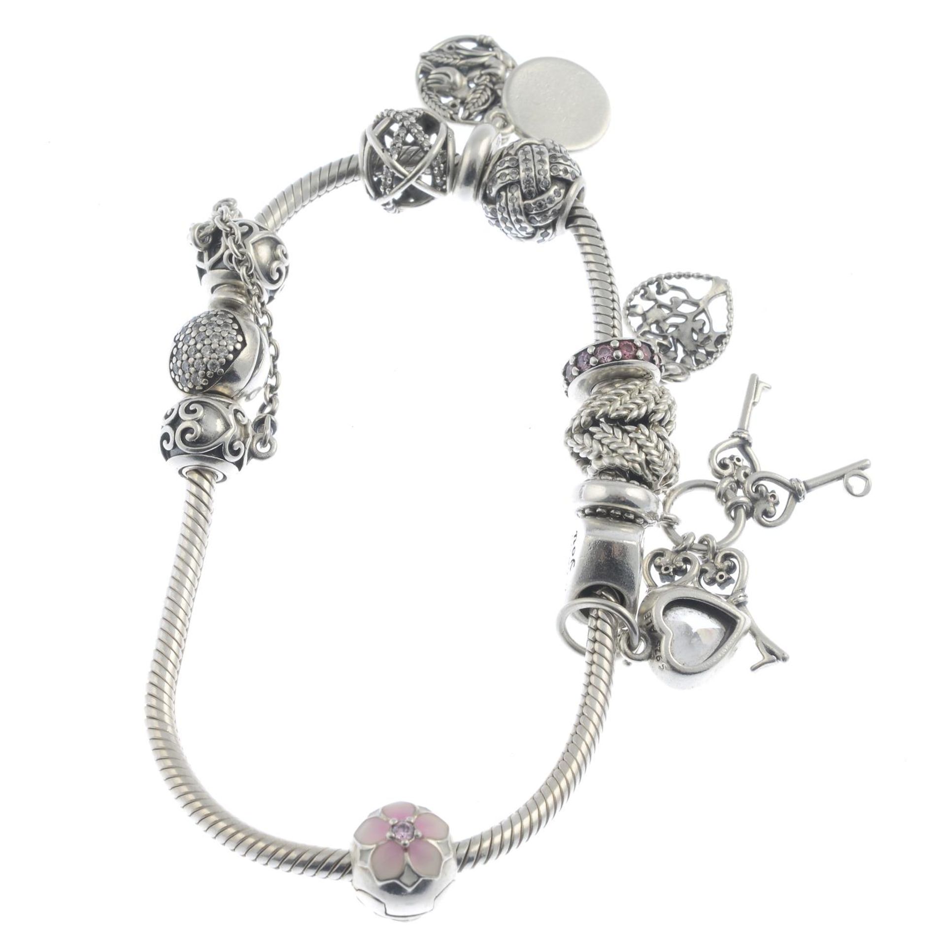 A silver charm bracelet, - Bild 2 aus 2