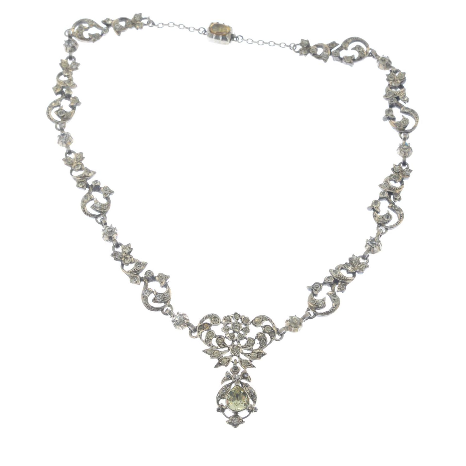 An early 20th century silver paste necklace.Stamped 900.Length 36cms. - Bild 2 aus 2