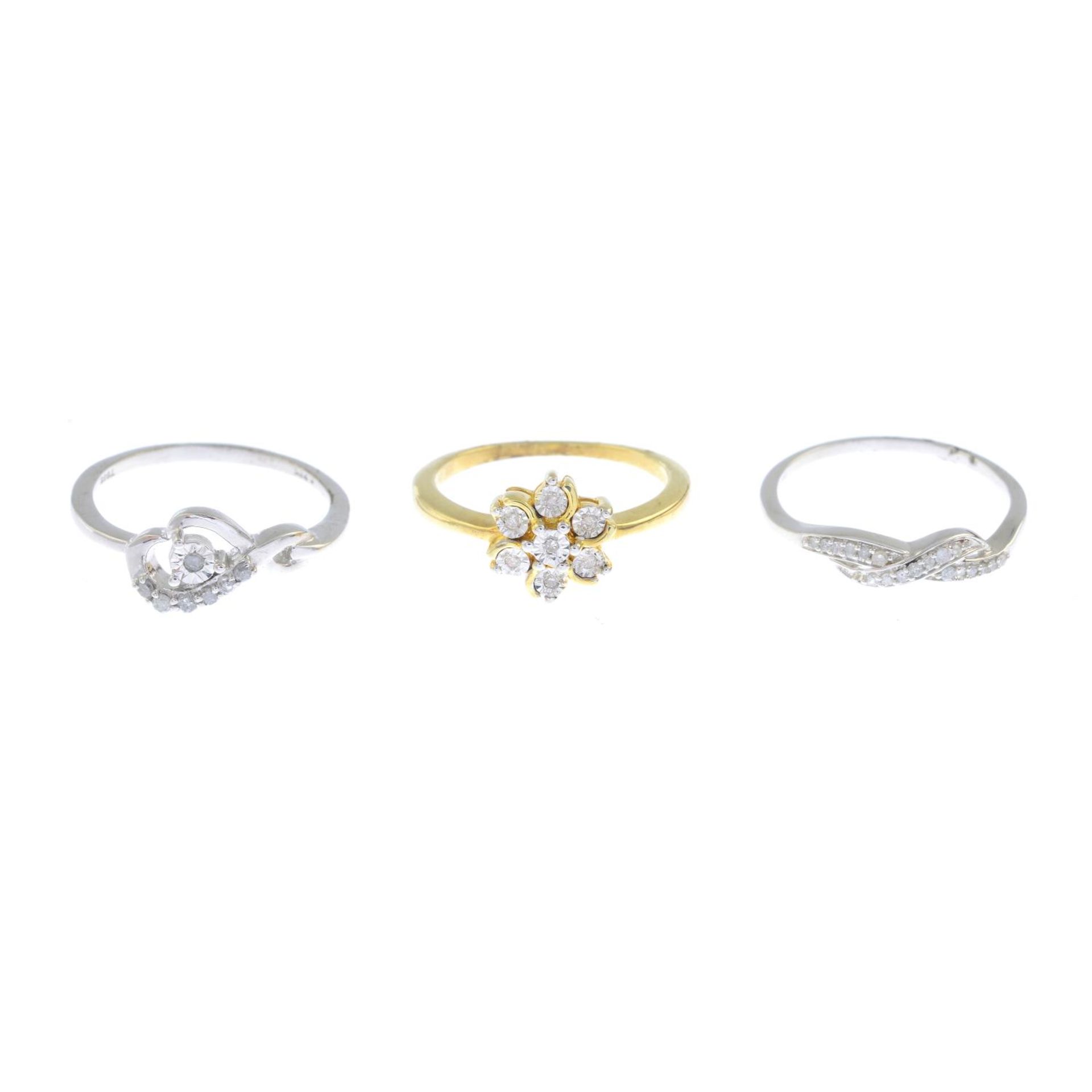 Six variously designed single-cut diamond dress rings.Estimated total diamond weight 0.85ct.Stamped - Bild 2 aus 2