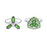 A selection of diopside gem set jewellery,