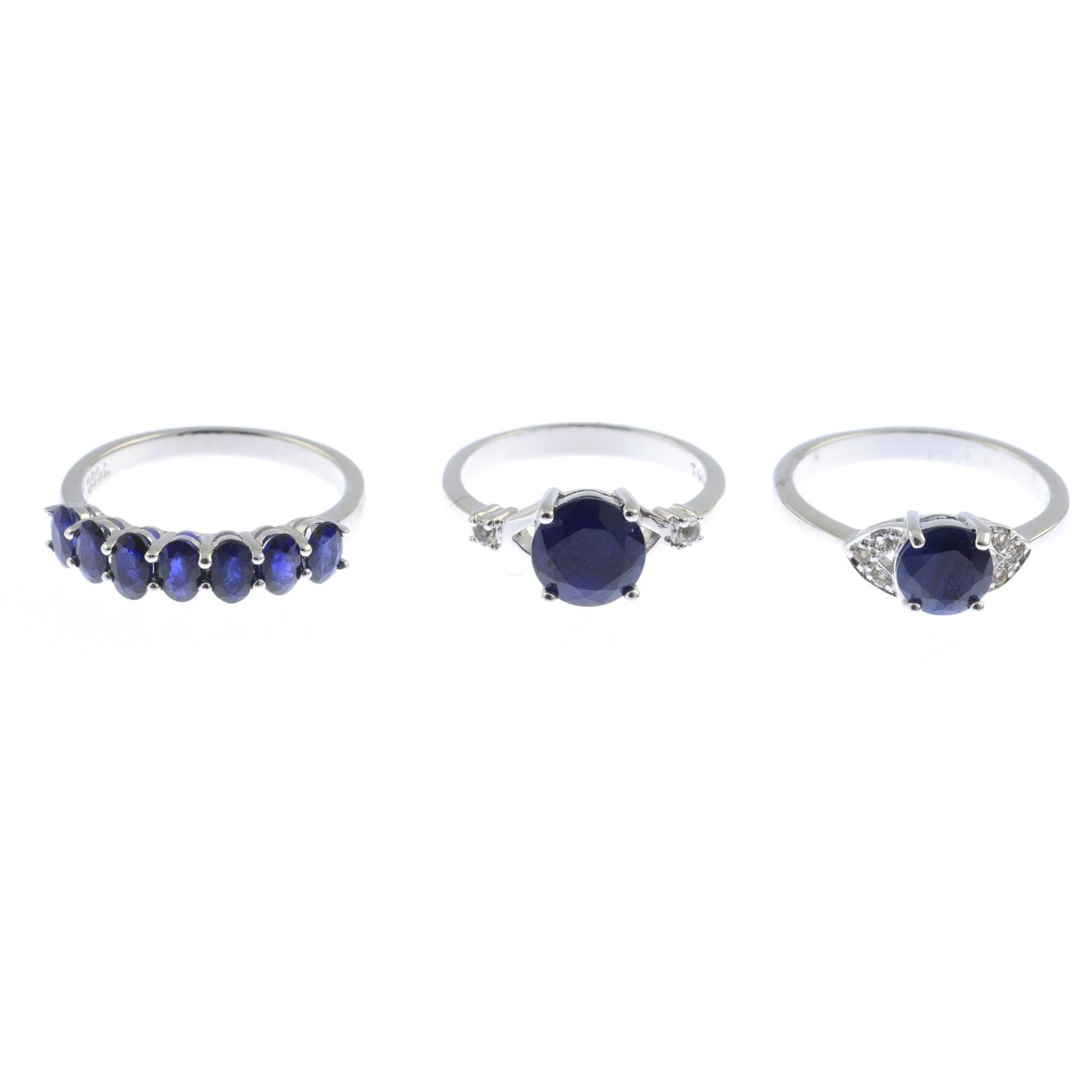 Six sapphire rings.Stamped 925. - Bild 2 aus 2