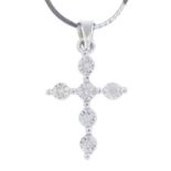 A single-cut diamond cross pendant,