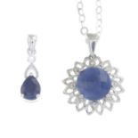 A selection of glass filled sapphire jewellery,