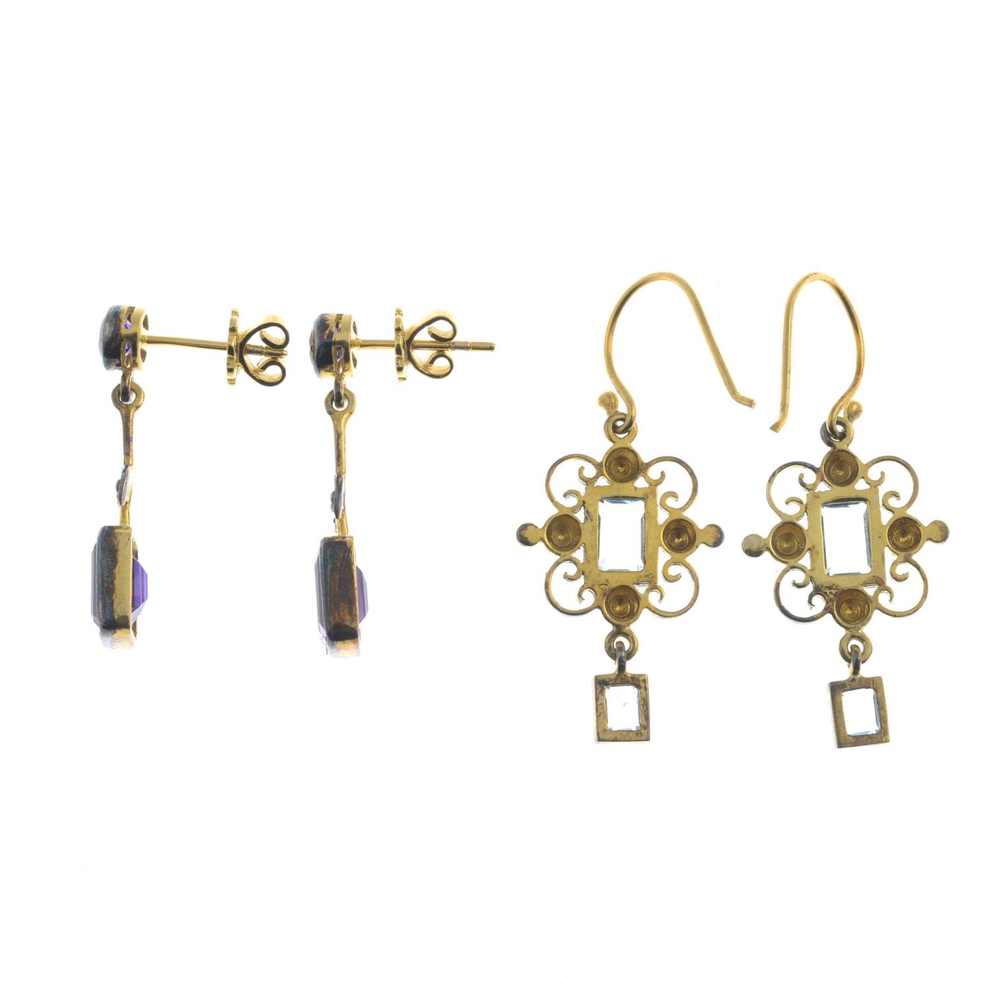 Amethyst earrings, length 2.8cms. - Bild 2 aus 2