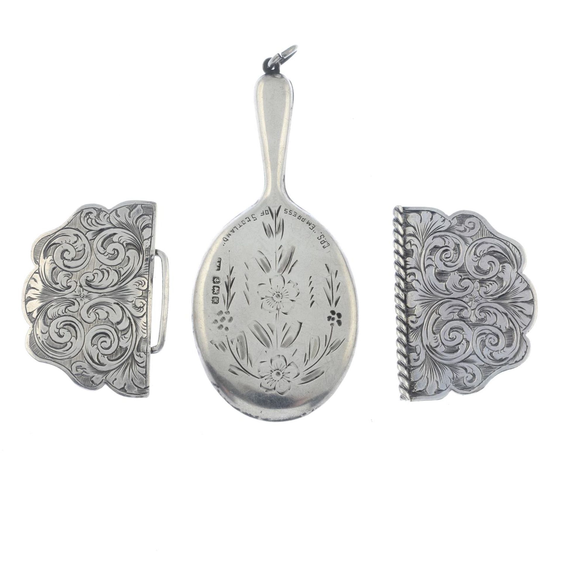 A selection of Victorian and later silver and white metal jewellery,