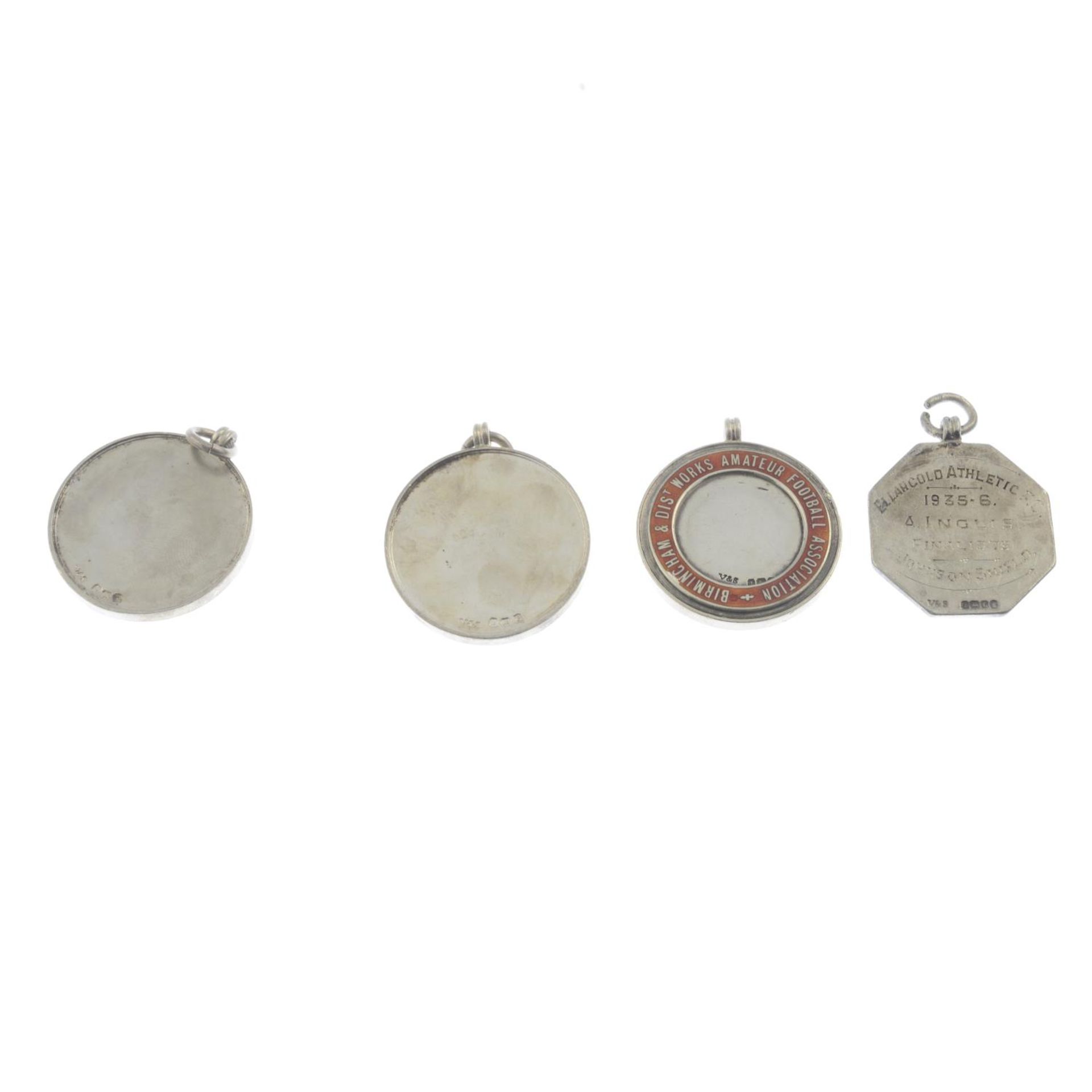 Four silver and enamel football medallions.Hallmarks for Birmingham, - Bild 2 aus 2