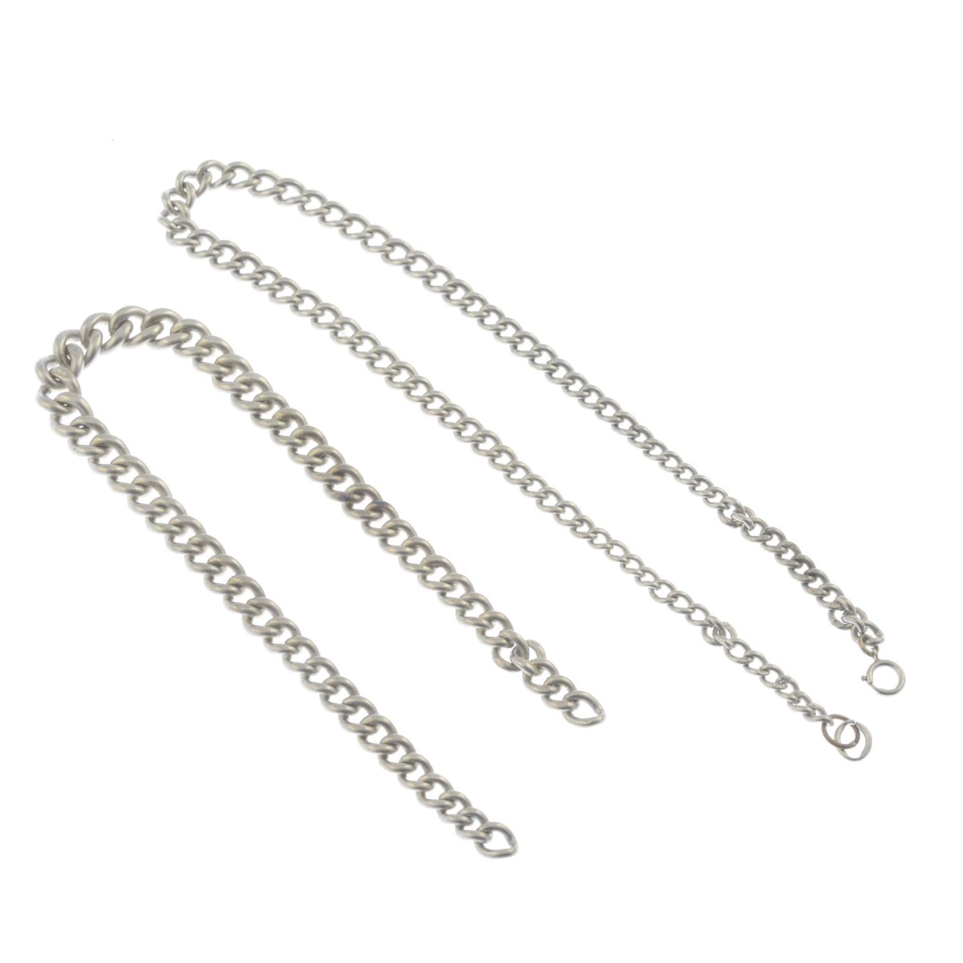 Two silver Albert chains. - Bild 2 aus 2