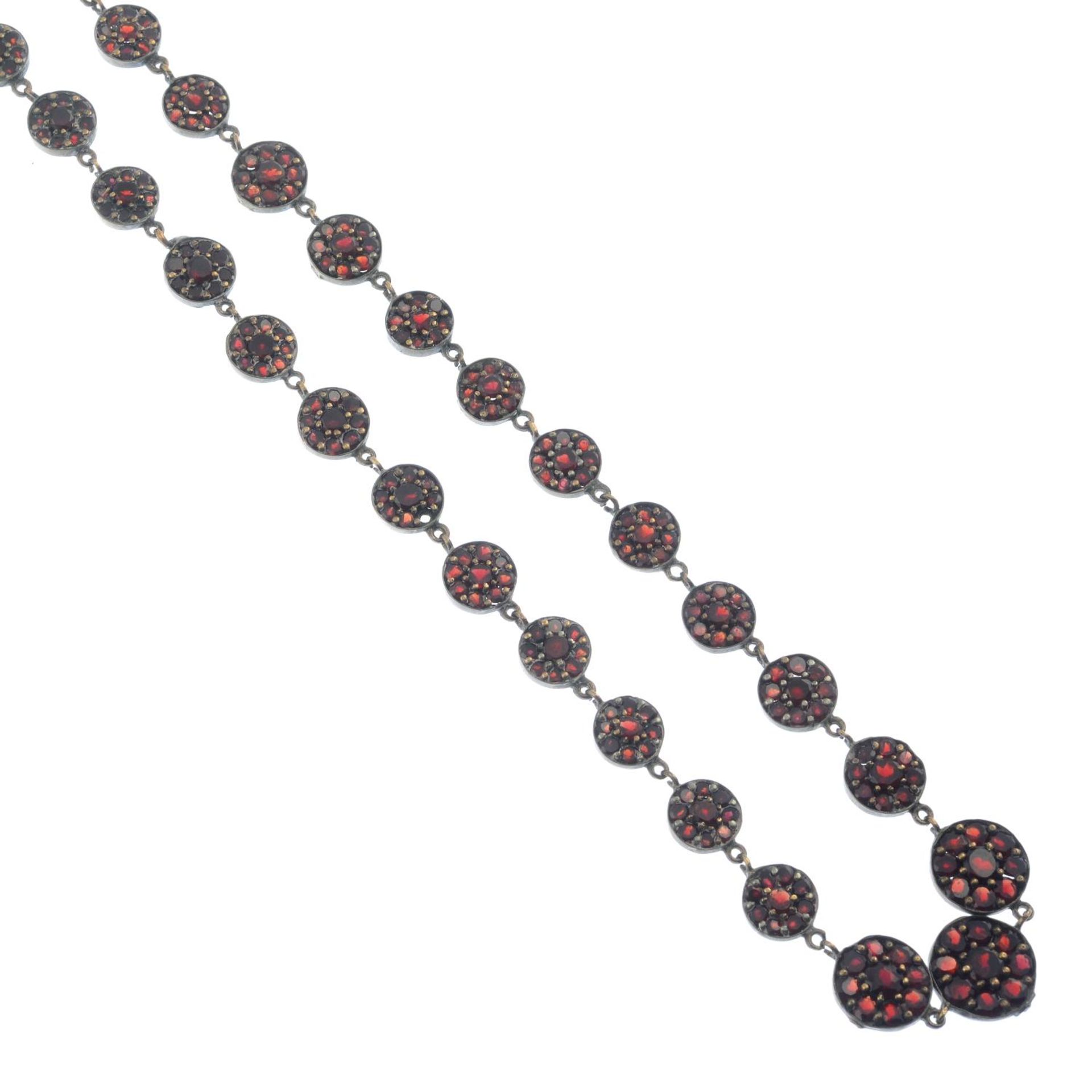 A 19th century Bohemian garnet necklace.Length 42cms.