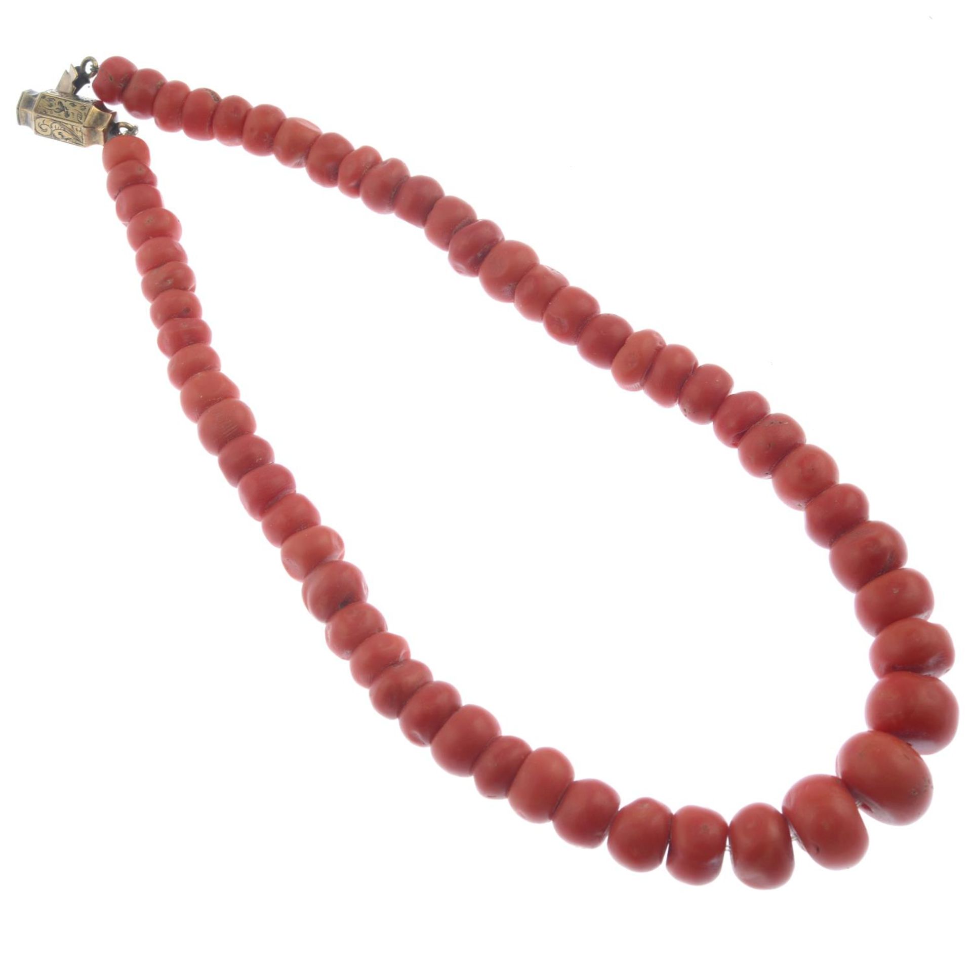 A coral necklace.