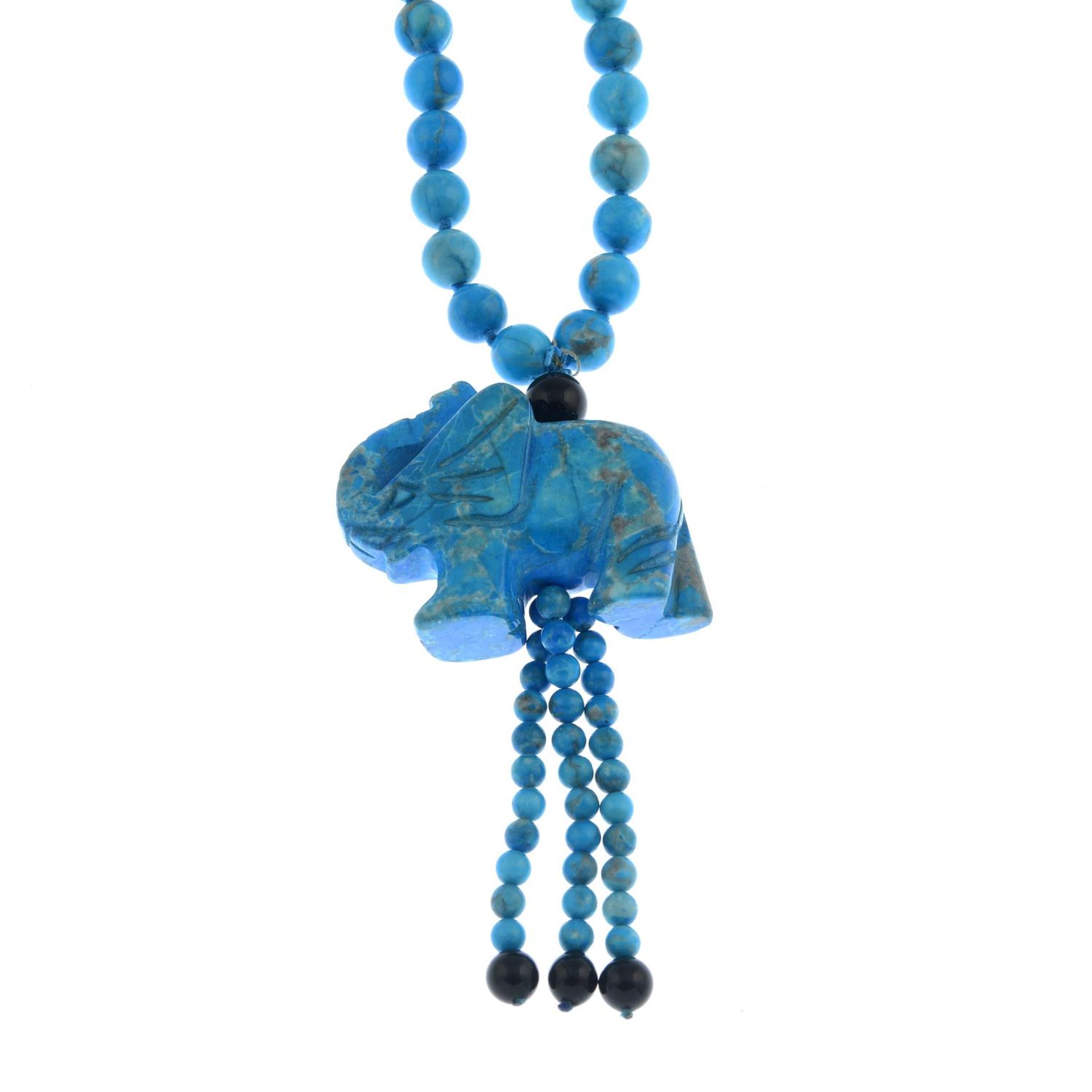 An imitation turquoise necklace,