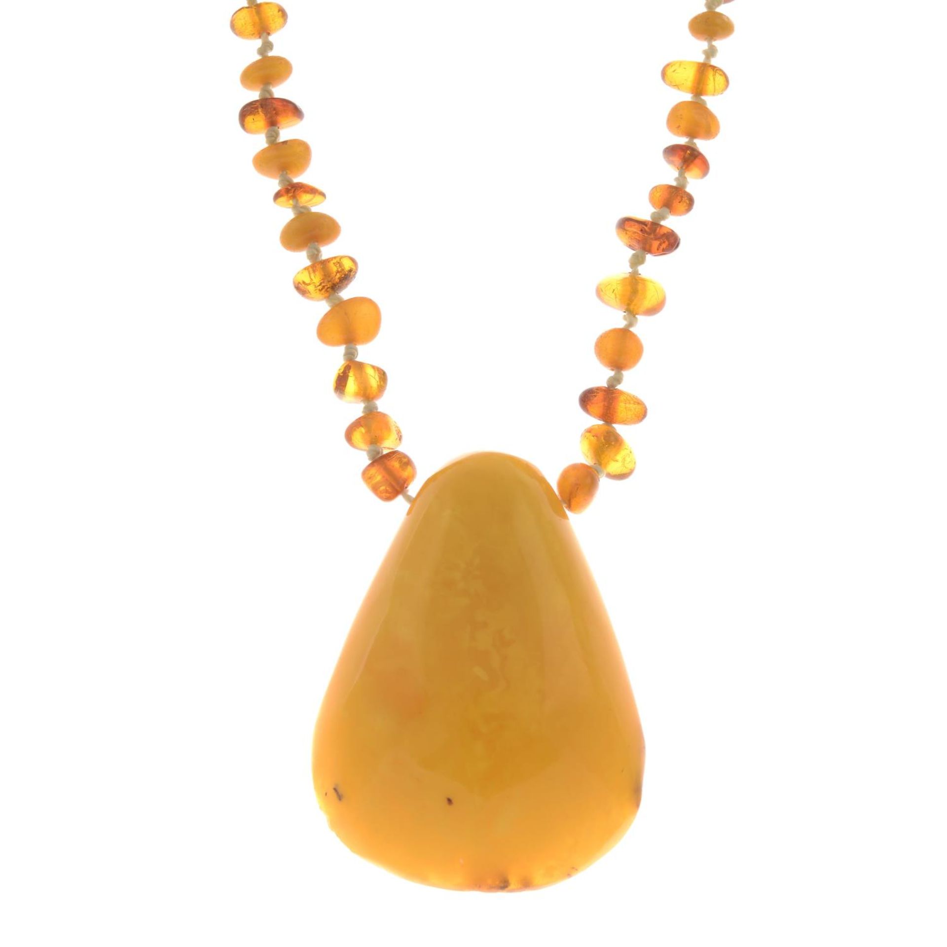 An amber necklace.