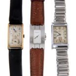 A group of five assorted watches, to include two 9ct gold examples and an example by Pequignet.
