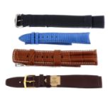 A bag of assorted watch straps and bracelets, to include examples by Hirsh.