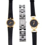 A group of six assorted Gucci watches, all lady's examples, to include two wrist watches.
