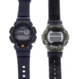 A group of five assorted G-Shock watches.