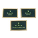 ROLEX - a group of three watch display signs,