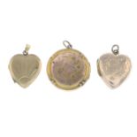 Ten rolled gold lockets, one with chain.Nine stamped 9ct front & back.Length of chain 52.8cms.