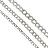 A silver Albert chain and a further chain.