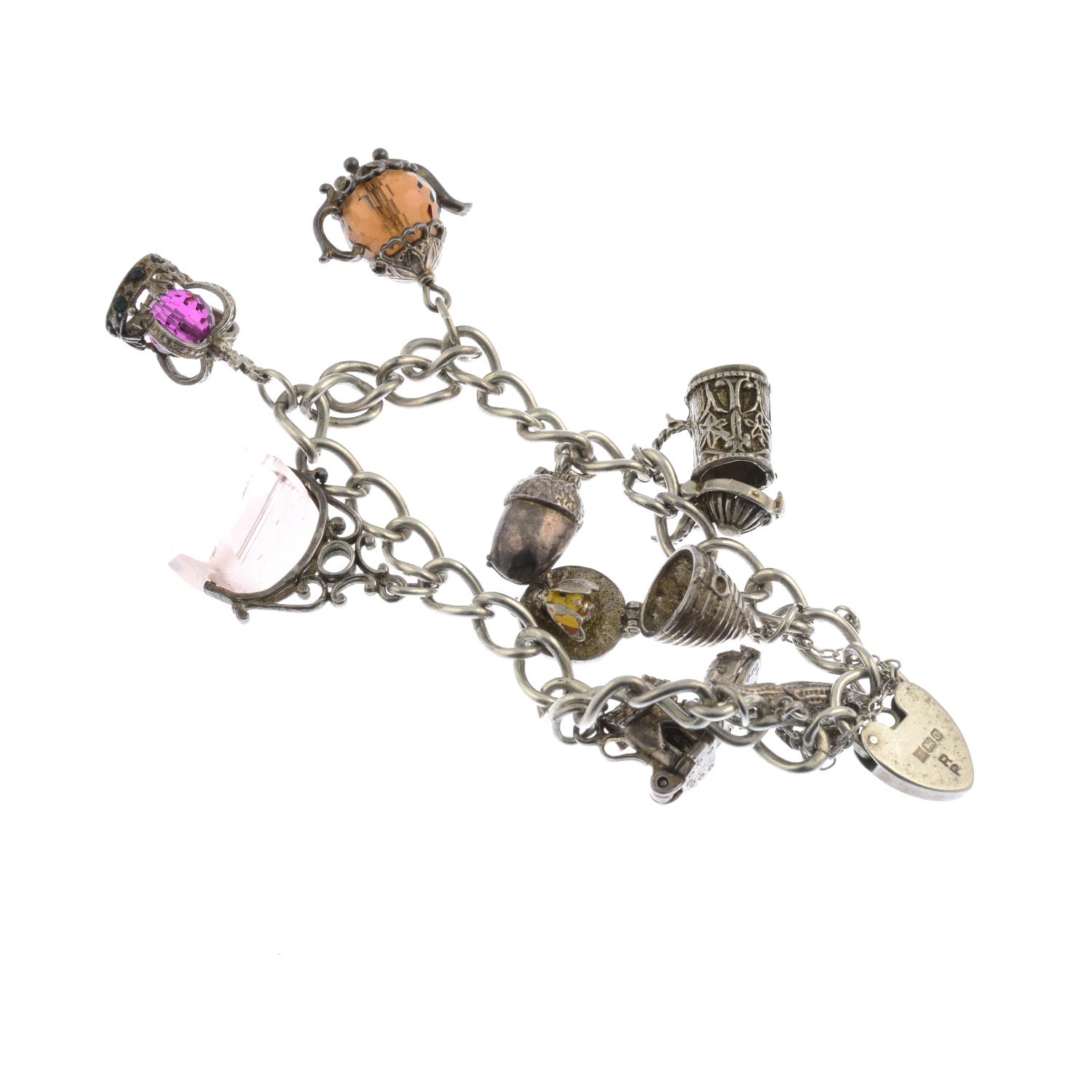 A silver charm bracelet, - Image 2 of 2