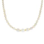 A graduated cultured pearl single-strand necklace,